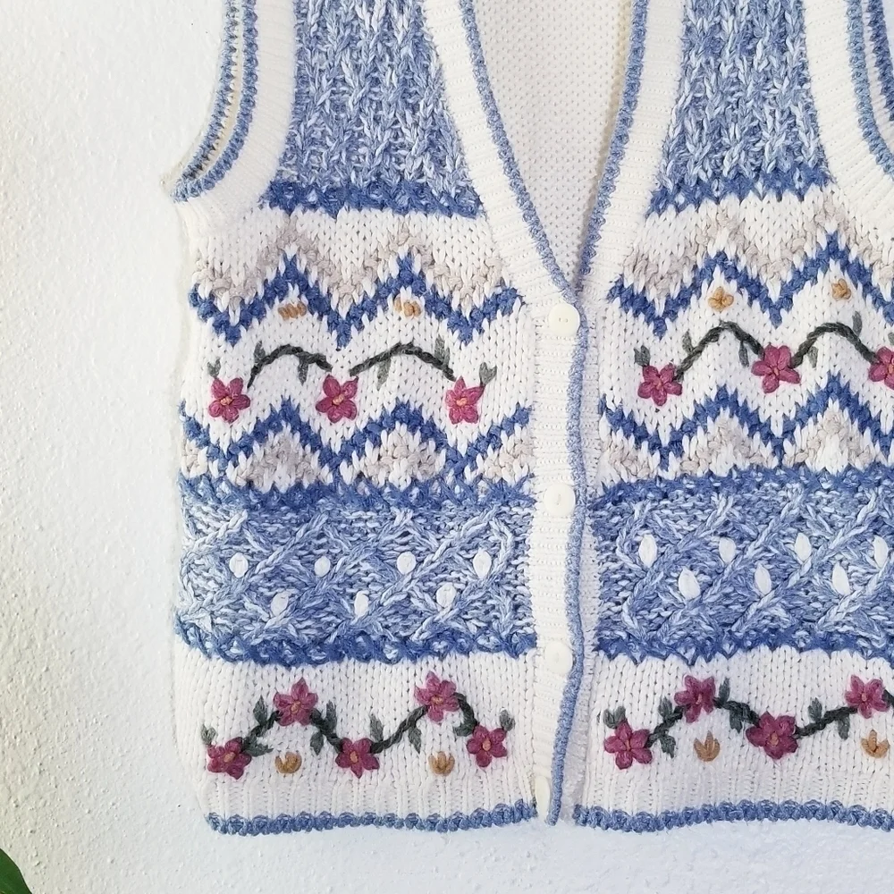 HUNTINGTON RIDGE Vintage Handknitted Cottagecore Vest S